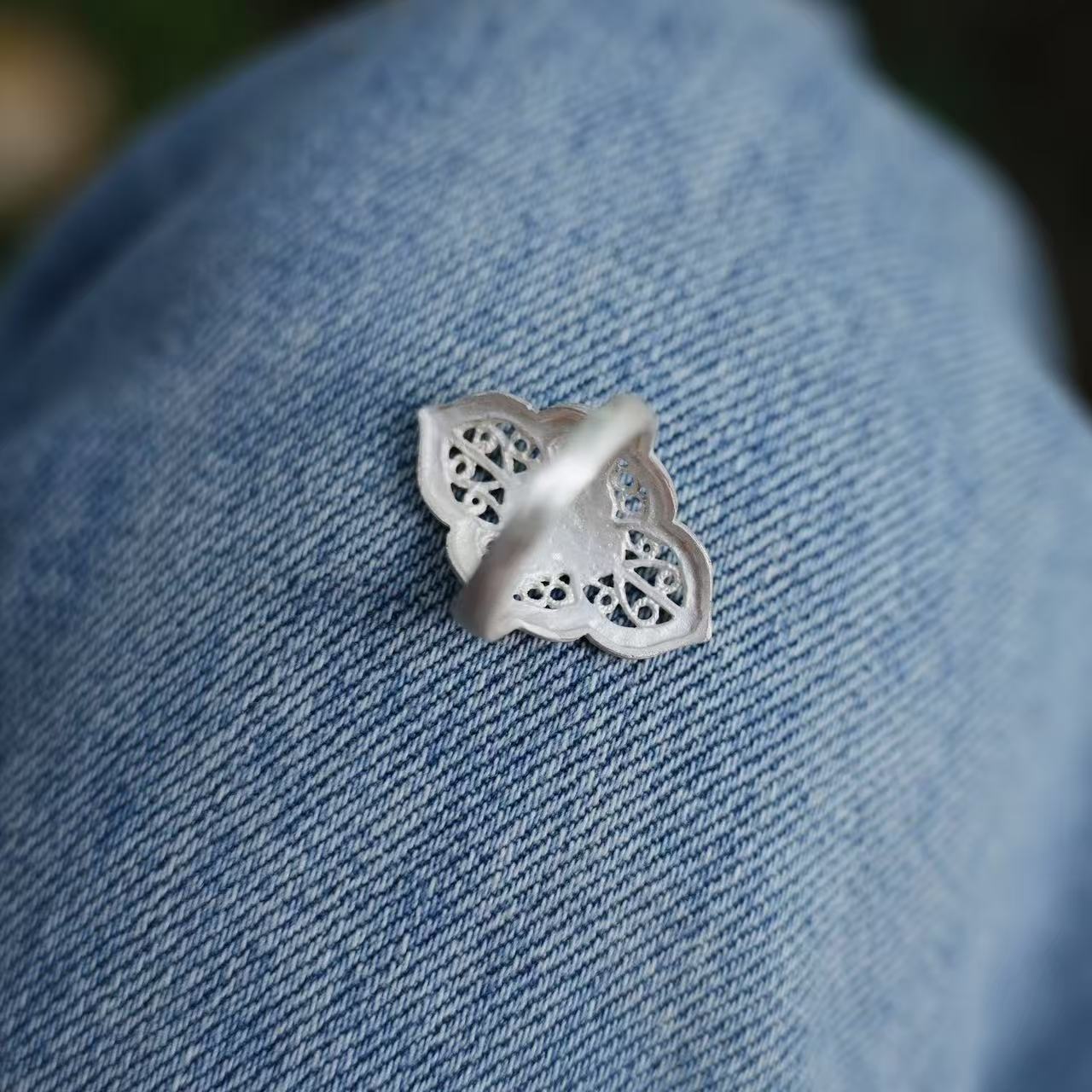 999 Fine Silver Filigree-Style Ring