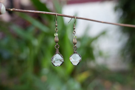Light Green Natural Fluorite Earrings