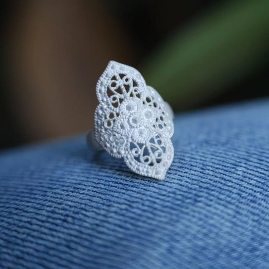 999 Fine Silver Filigree-Style Ring